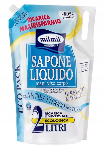 MIL MIL SAPONE Idratante Delicato mydło antybakteryjne Zapas 2 L