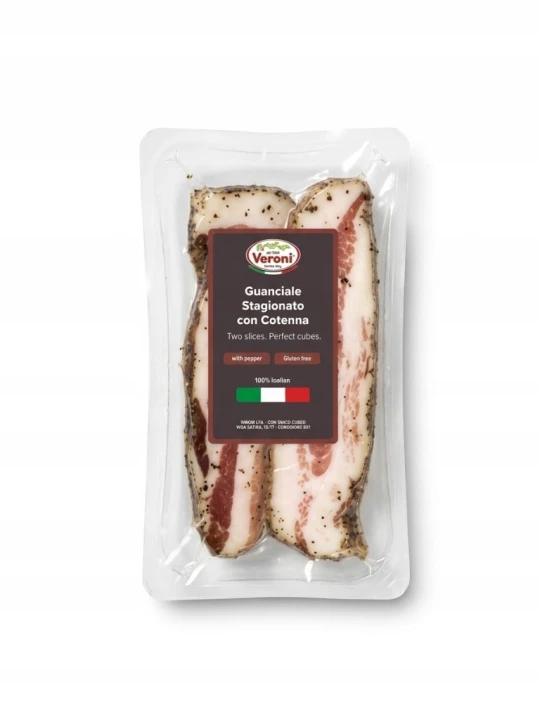 Salumi Veroni Guanciale Stagionato con Cotenna Wędzony policzek wieprzowy